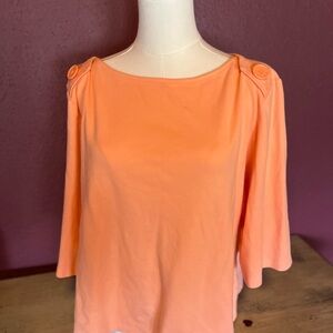 Orange Women's Top with Button Detail
